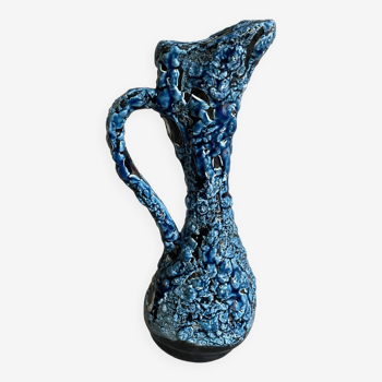 Pichet céramique écume noir et bleu