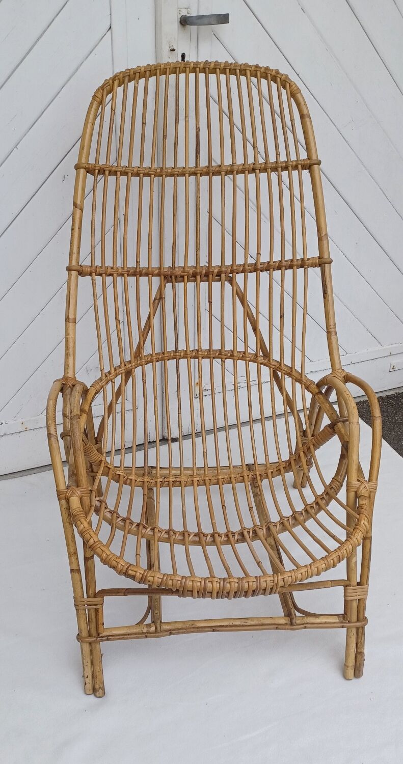 Old rattan armchair