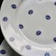 6 vintage white porcelain dinner plates with blue roses