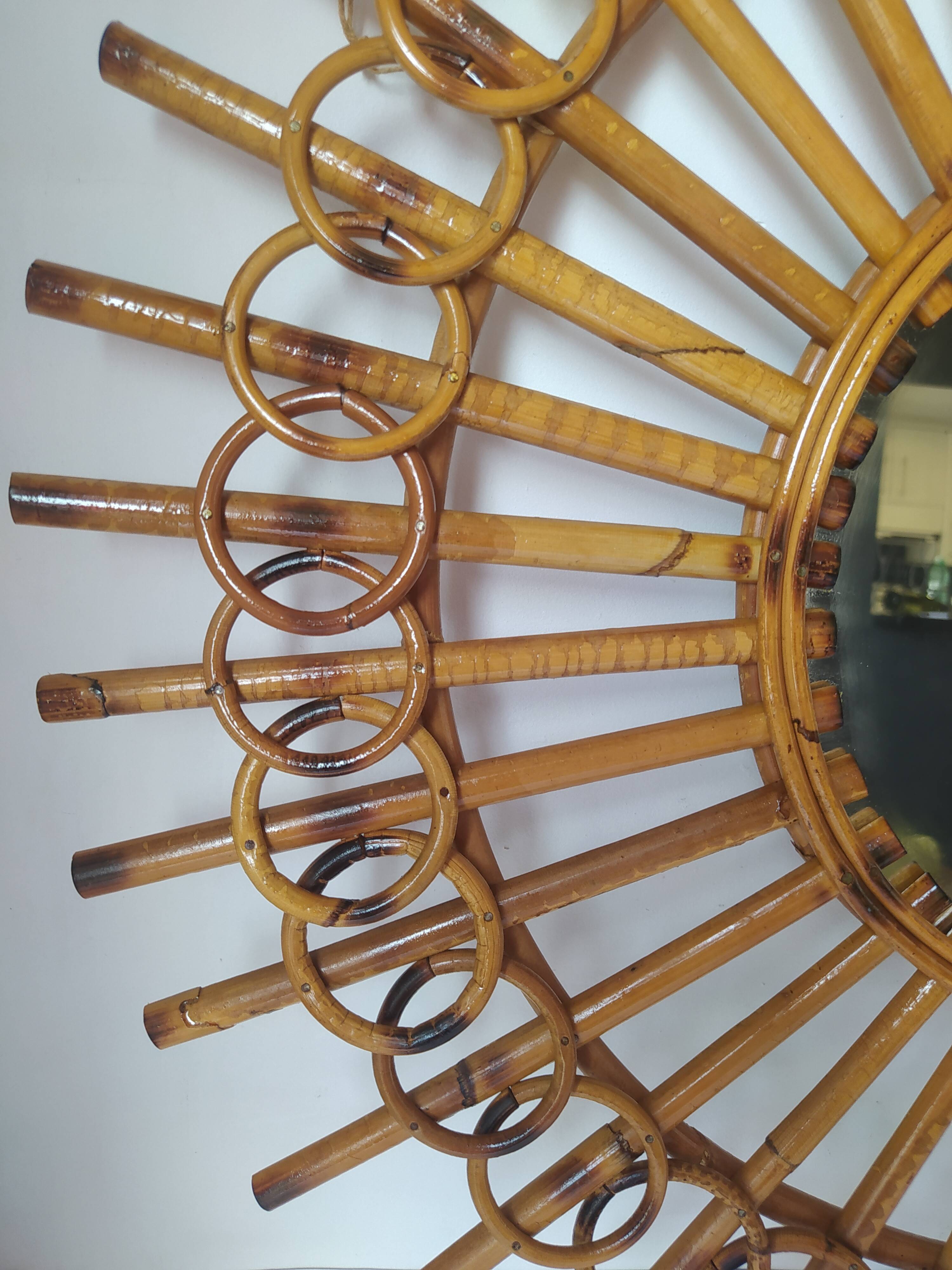 Vintage bamboo mirror 64cm