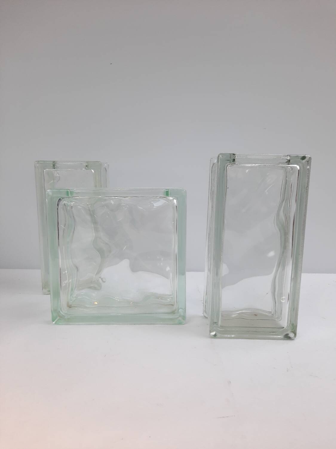 3 vintage glass brick vases