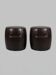 2 small brown poufs with beige stitching - industrial, loft, vintage style, re