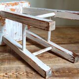 Workshop stool in vintage patinated solid wood