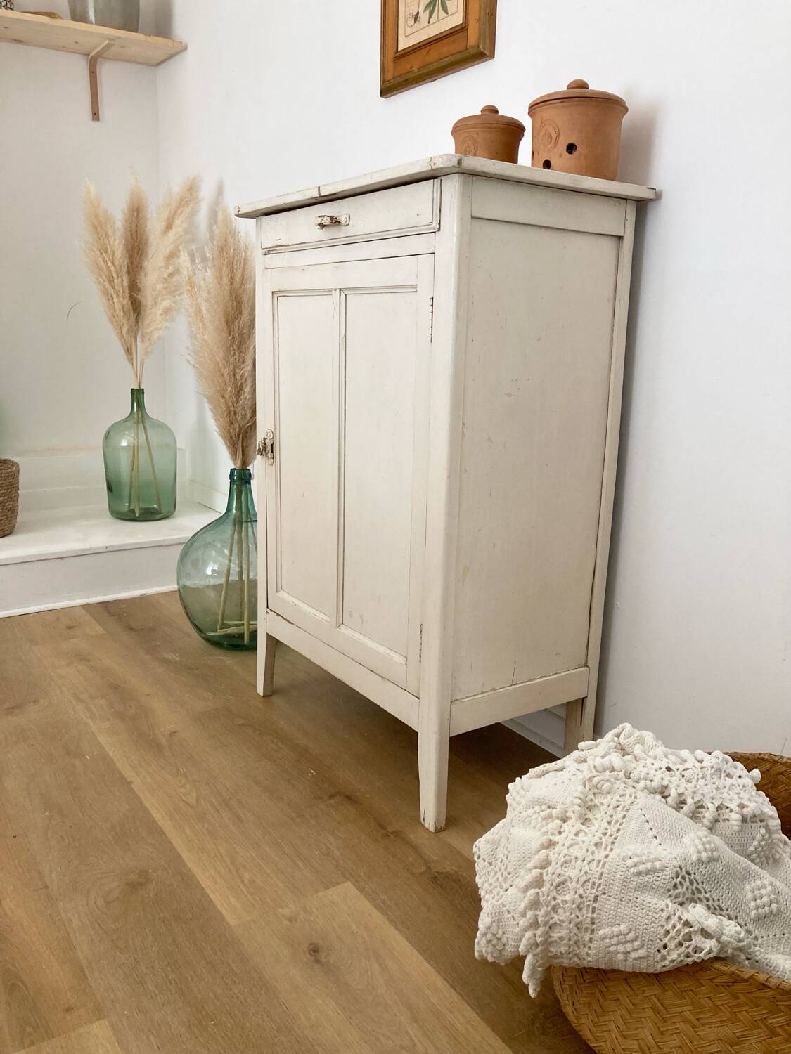 Antique patinated jam cupboard