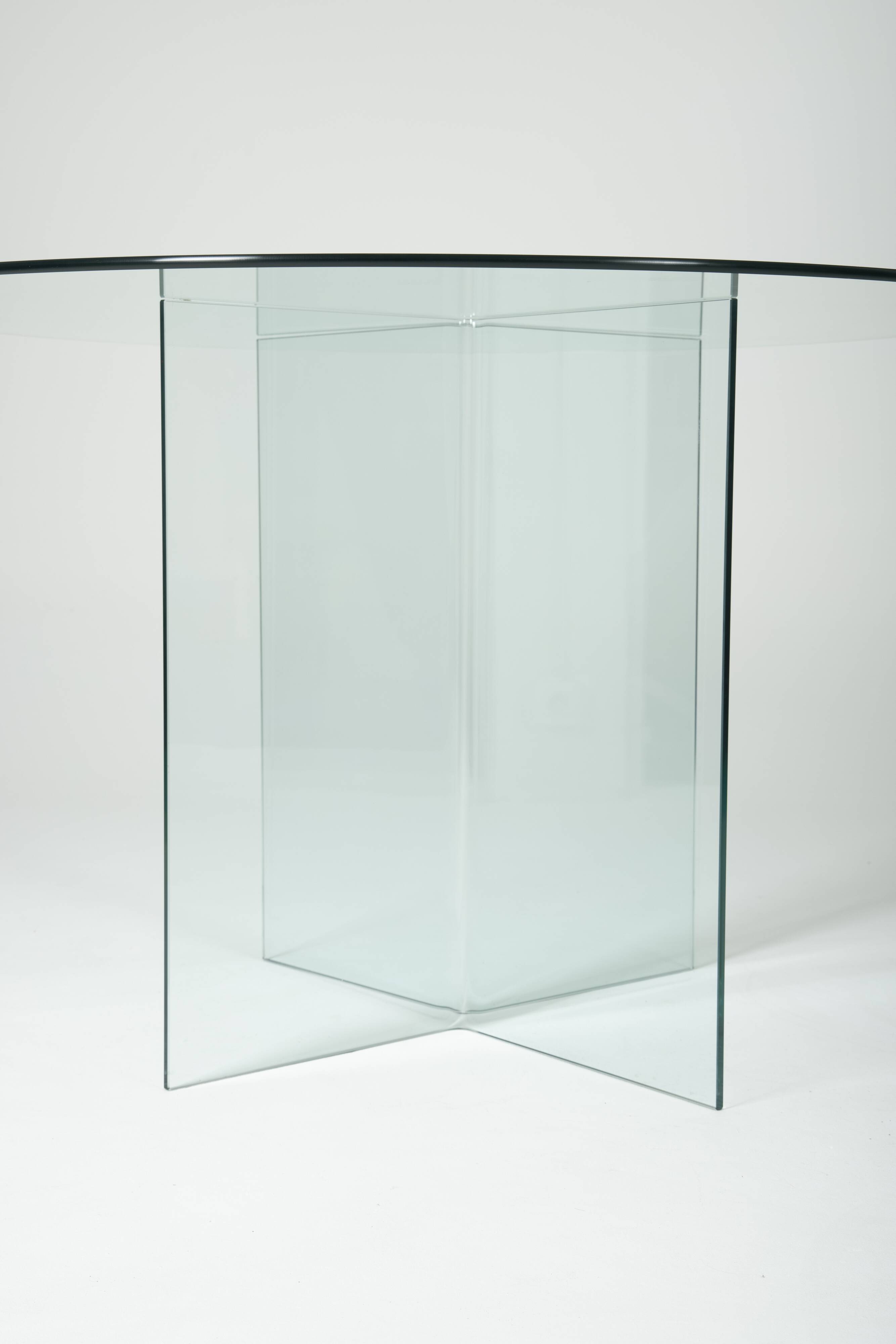 Round glass dining table, 1980s