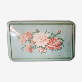 Old metal box 30x18 regibana green flower