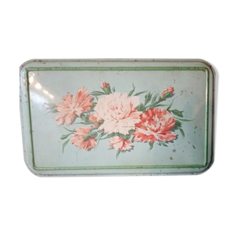 Old metal box 30x18 regibana green flower