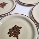 Set of 4 vintage plates in enameled stoneware with abstract decor "Thomas Germany", 26 cm