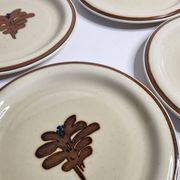 Ensemble de 4 assiettes vintage en grès émaillé décor abstrait "Thomas Germany", 26 cm