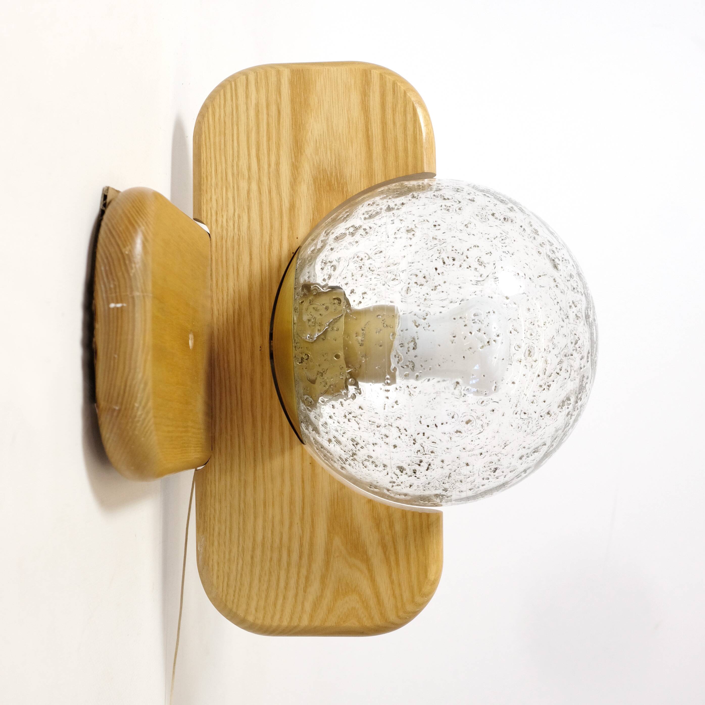 Kaiser Leuchten, wood and glass wall lamp from the 70s.