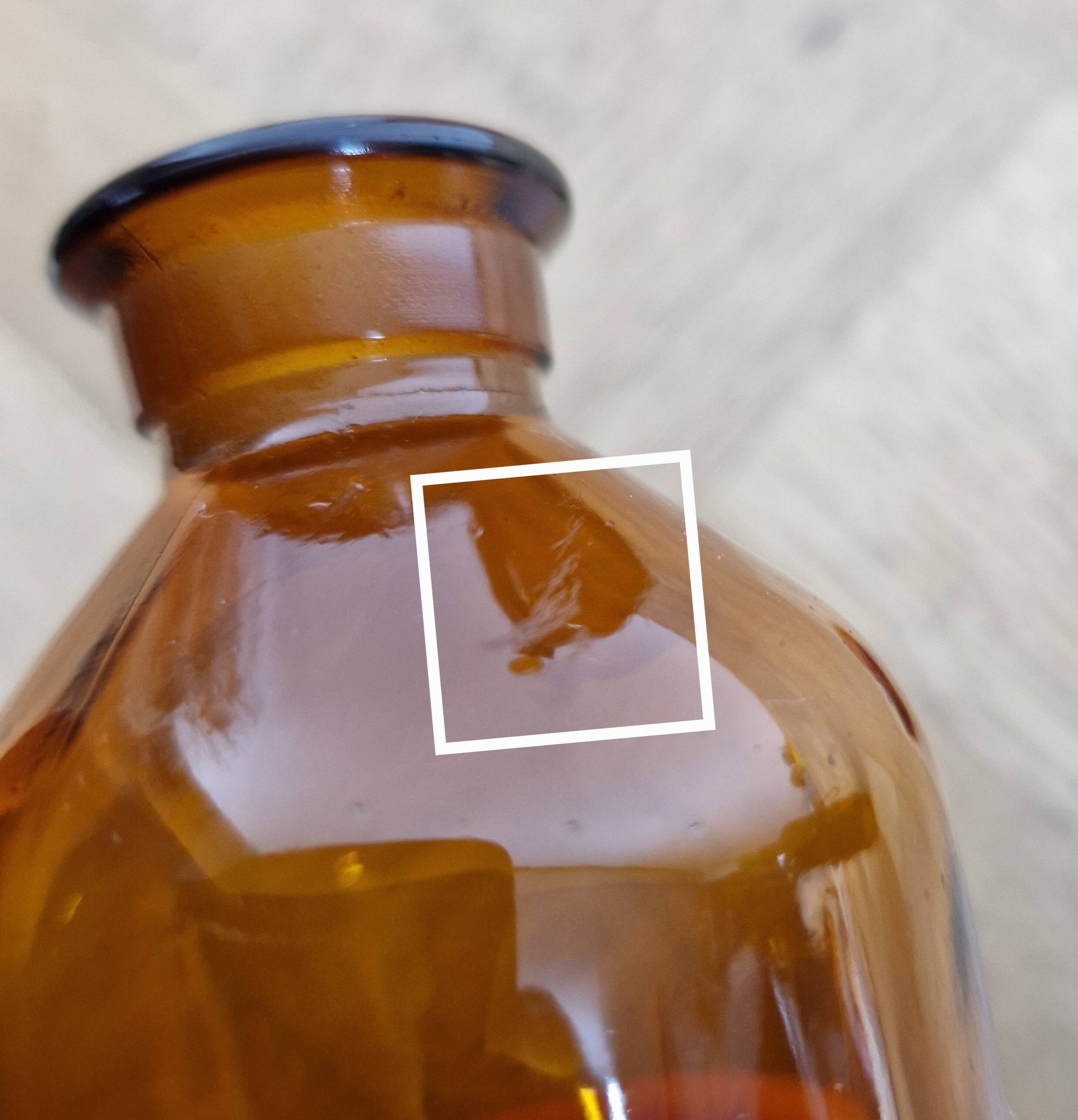 3 amber glass apothecary bottles - pharmacy bottles
