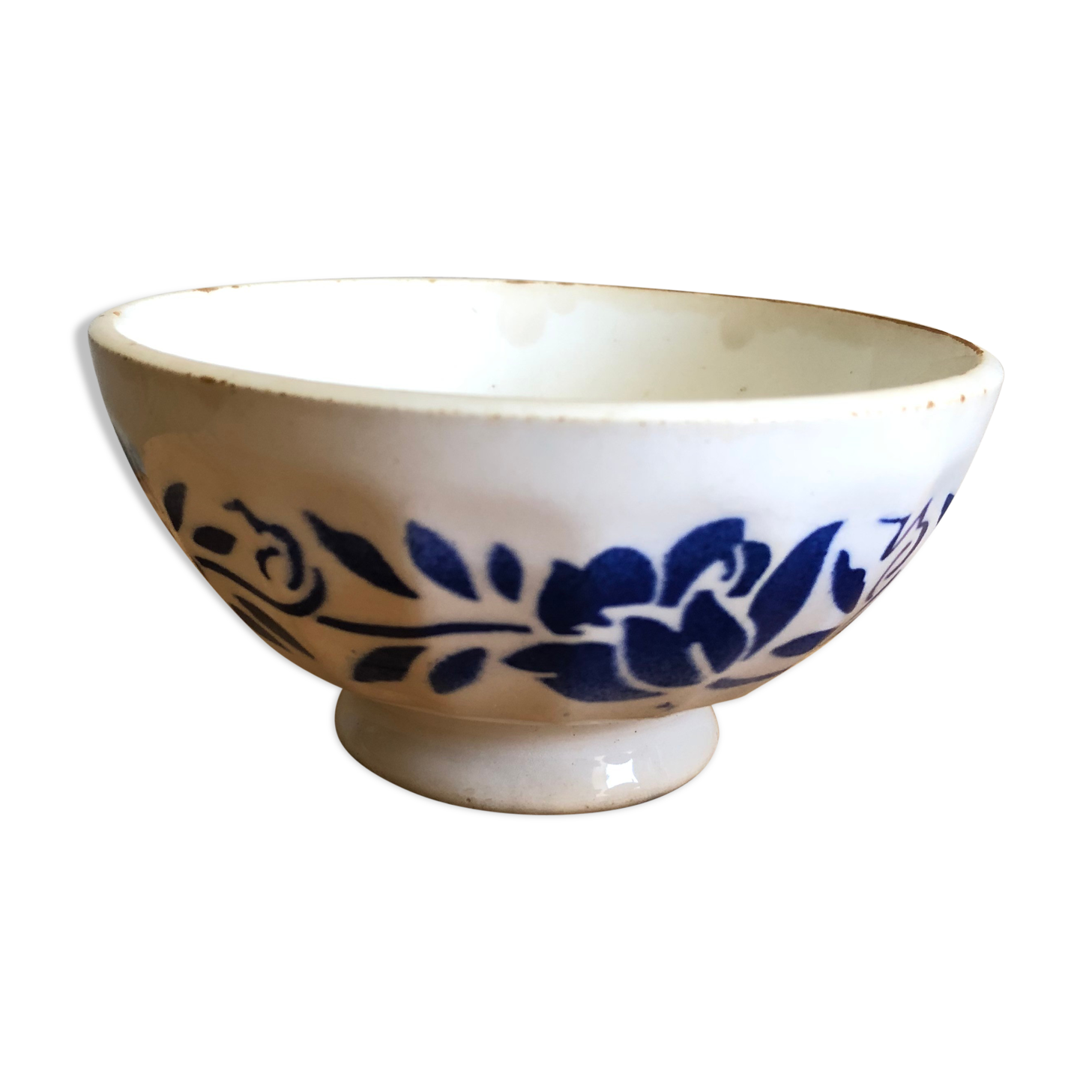 Ancient bowl Digoin blue flowers