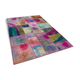 Handwoven Oriental Overdyed 168 cm x 245 cm Multicolor Patchwork Carpet