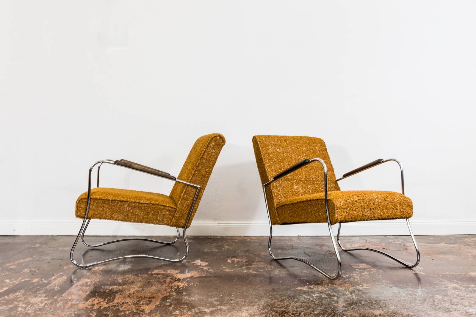 Pair Of Mid Century Orange Armchairs From Fabryka Mebli Wschód Zadziele, 1950s