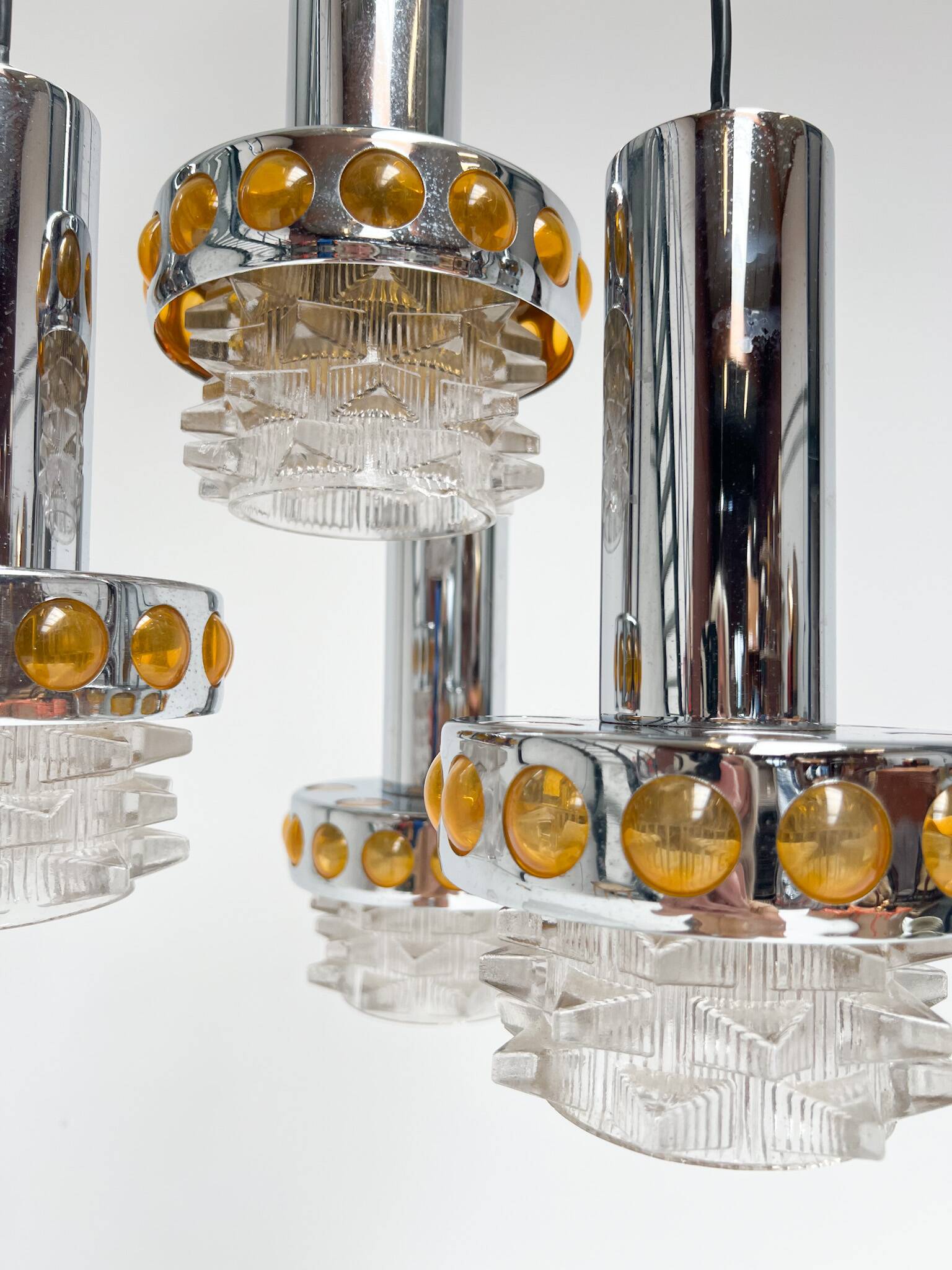 Solid Cascade chandelier with 4 lights, 1970s