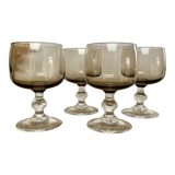 4 vintage luminarc smoked glasses
