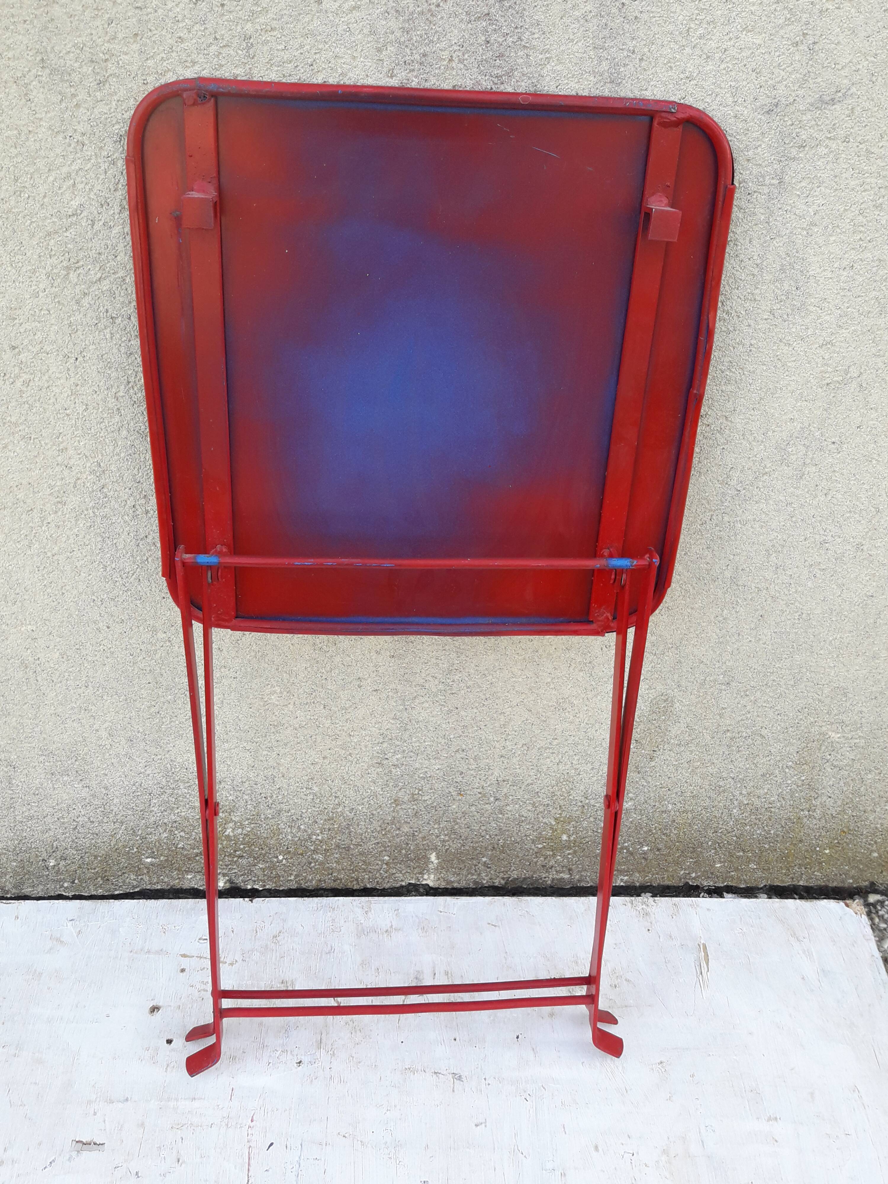 H 43 cm red metal folding coffee table