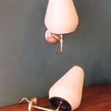 Paire d’appliques murales en laiton et plastique nervuré