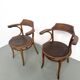 Paire de Fauteuils de Bureau Thonet – Hêtre Courbé & Assises Pyrogravées