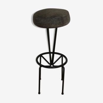 Metal and leather stool