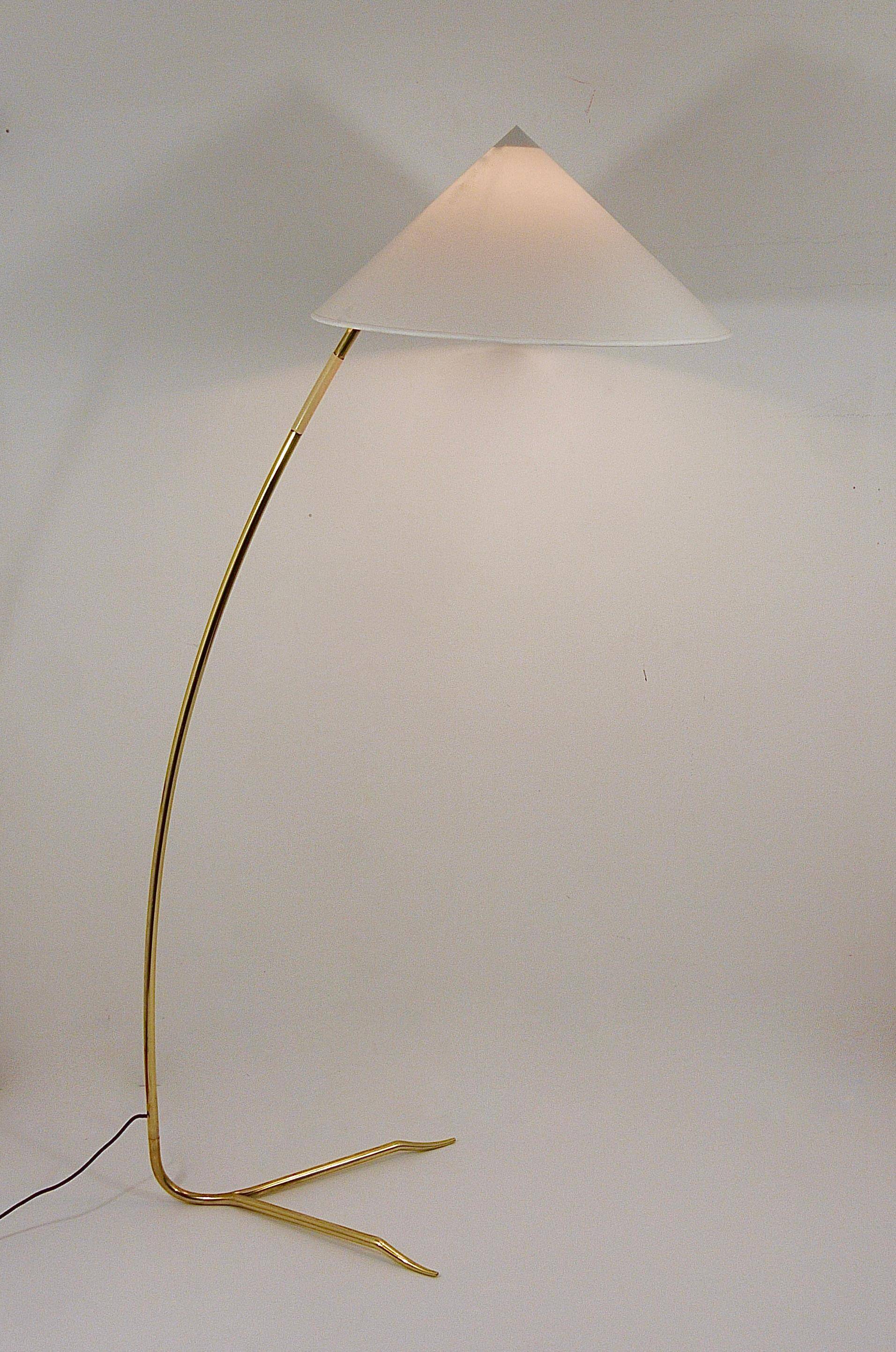 Brass floor lamp Sumatra Mid-Century Rupert Nikoll, Vienna, Austria, 1950s