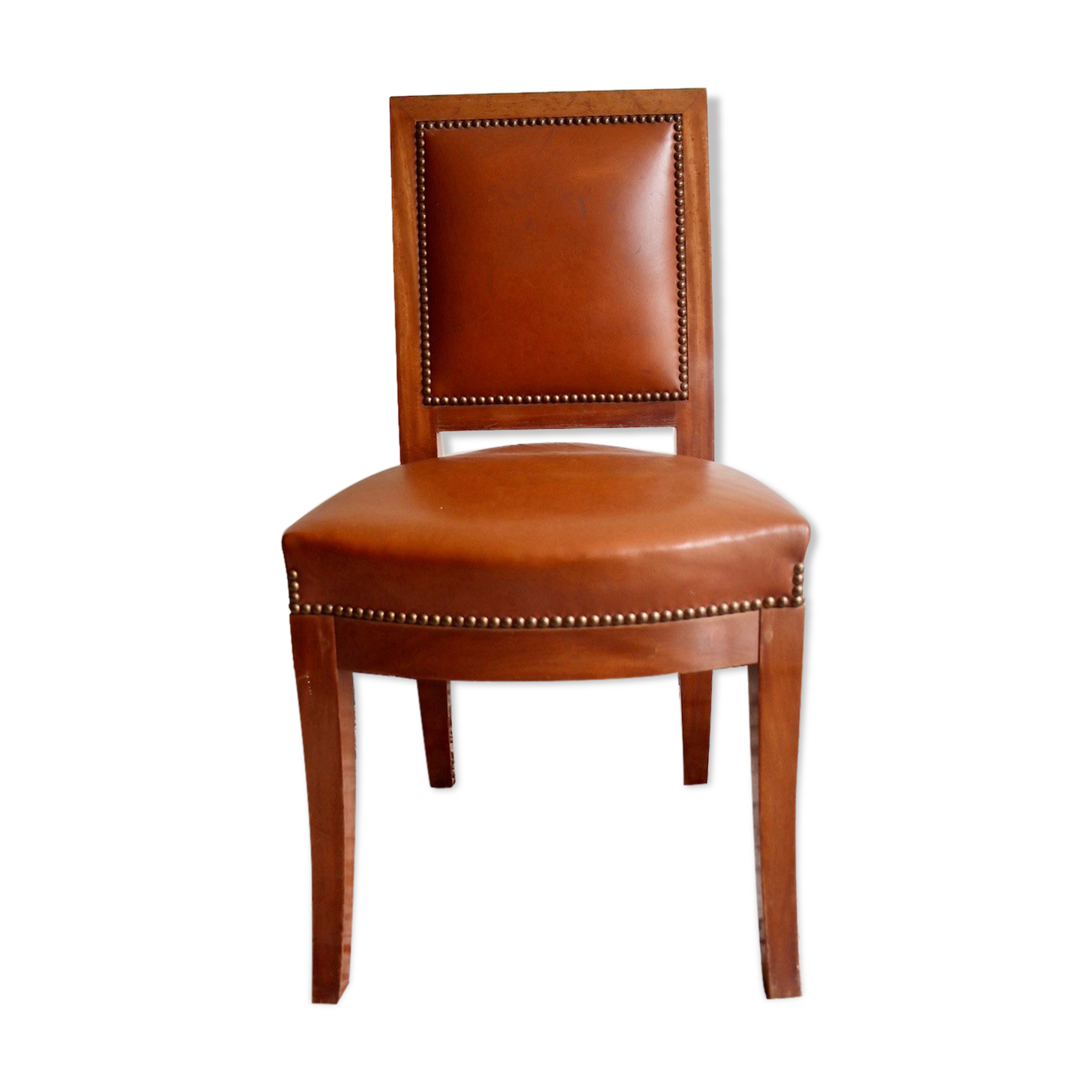 Chaise en acajou et cuir de style Consulat-Empire