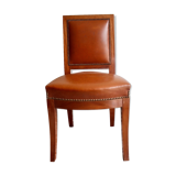 Chaise en acajou et cuir de style Consulat-Empire