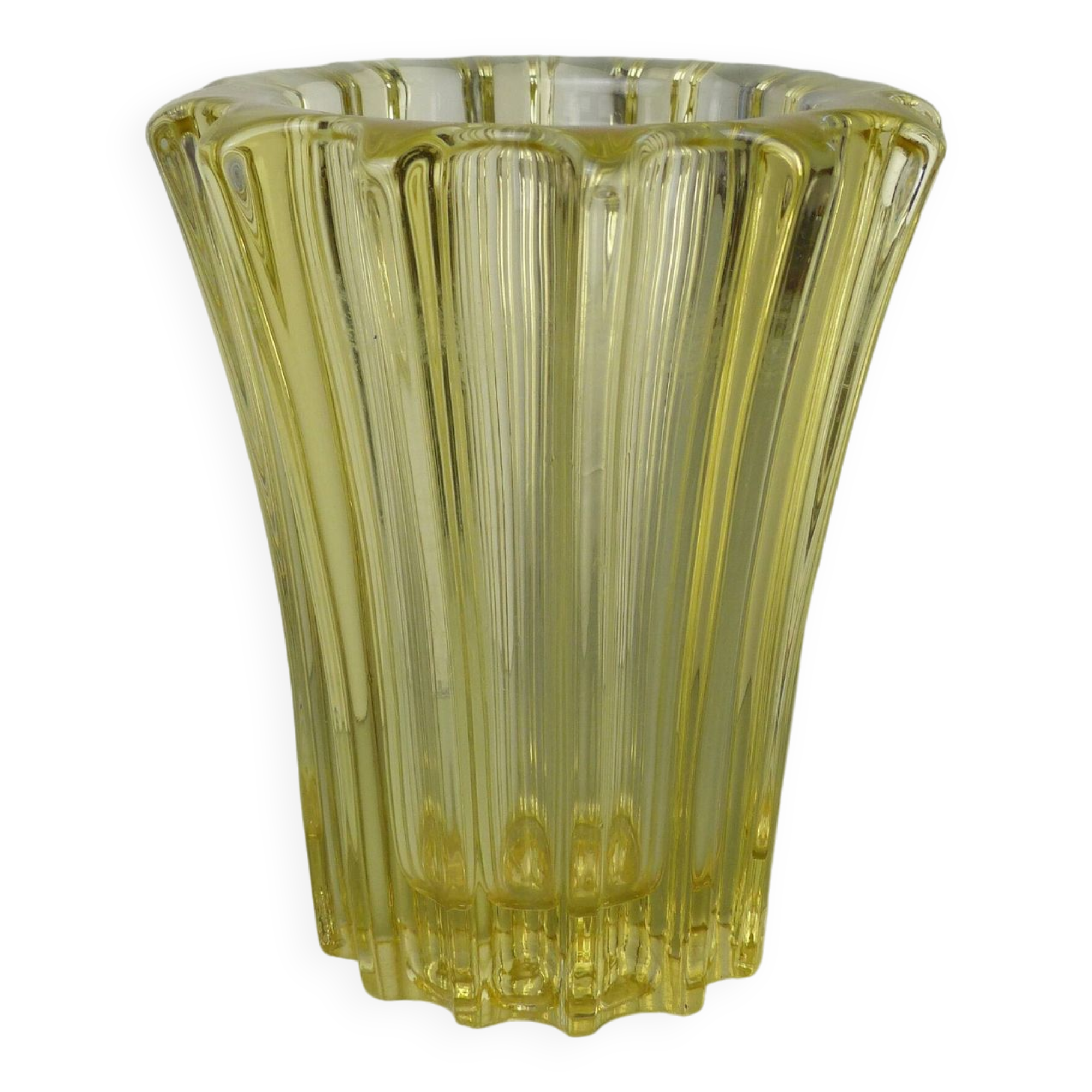 Transparent yellow glass vase