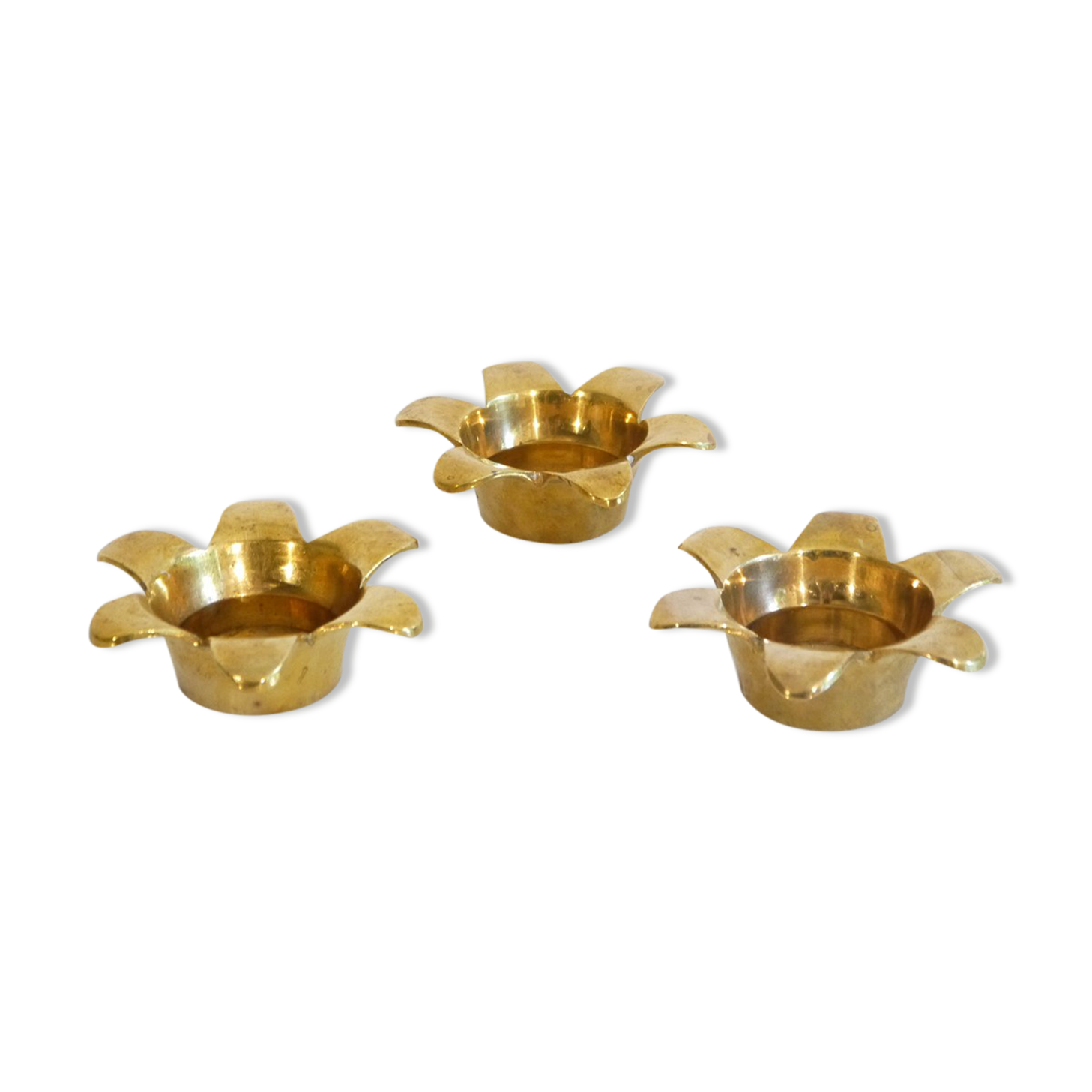 Set of vintage brass candle holders 1970
