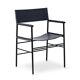 Set of 3 Counter Stools with Navy Blue Leather Backrest and Black Metallic Rubber