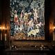 Antique handwoven tapestry Medieval Hunt Unicorn 20th century