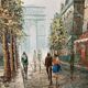 Peinture Vue de Paris signée Henry Rogers Champs Élysée - Arc de Triomphe