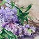 Painting Set of 2 watercolors Jetty/bouquet of Lilac flowers early 20th century