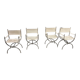 Maison Jansen Set of 4 armchairs Emperor Savonarola White leather and chromed metal