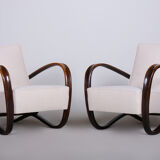 Pair of white Halabala armchairs madein 1930s Czechia by Up Zavody