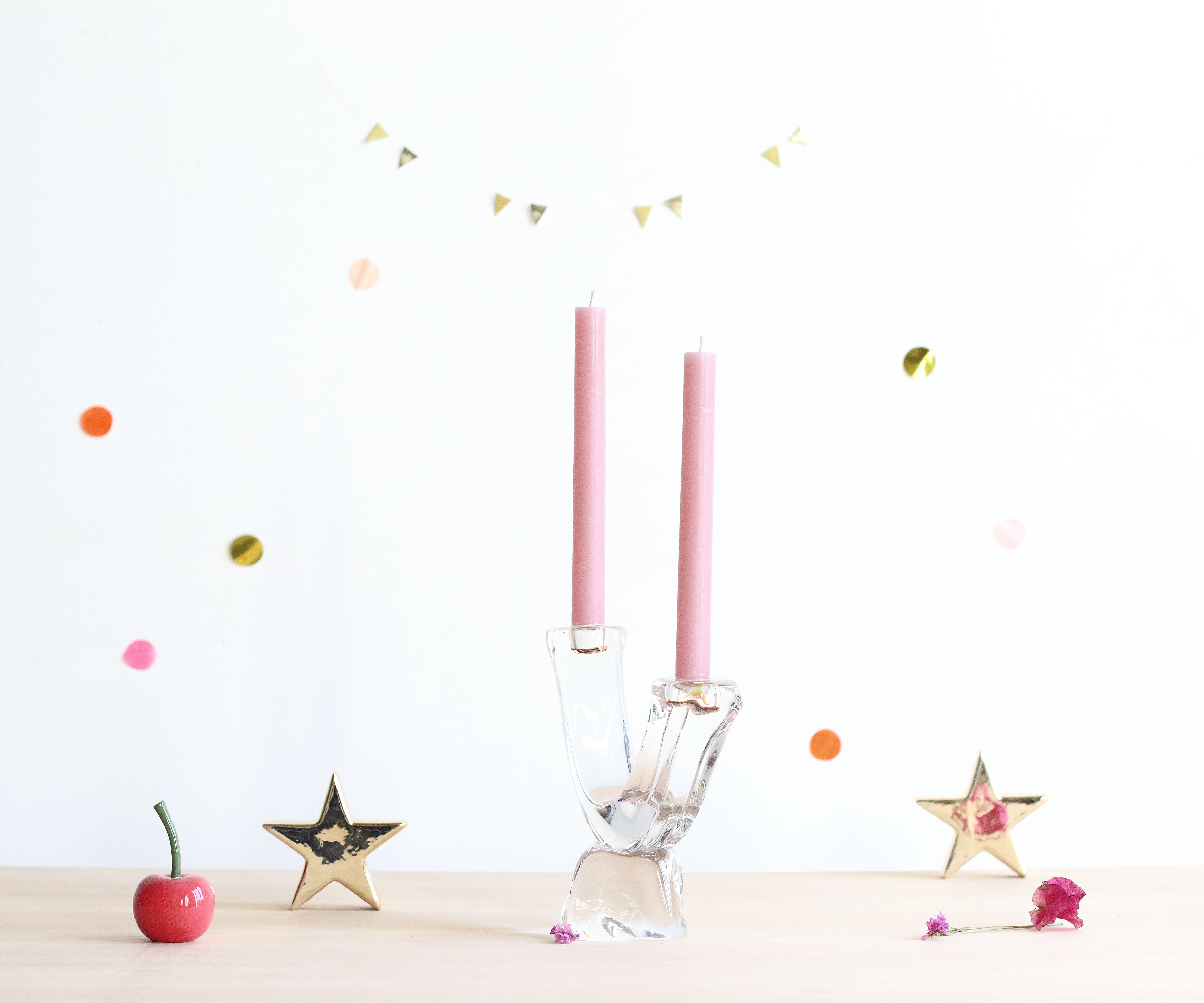 Two-branched crystal bougeoir by Daum France
