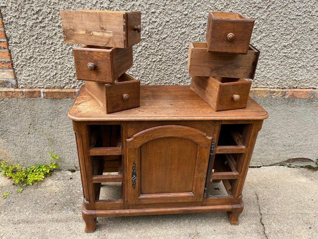 Buffet solid oak storage cabinet 1 door 6 drawers