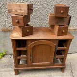 Buffet solid oak storage cabinet 1 door 6 drawers