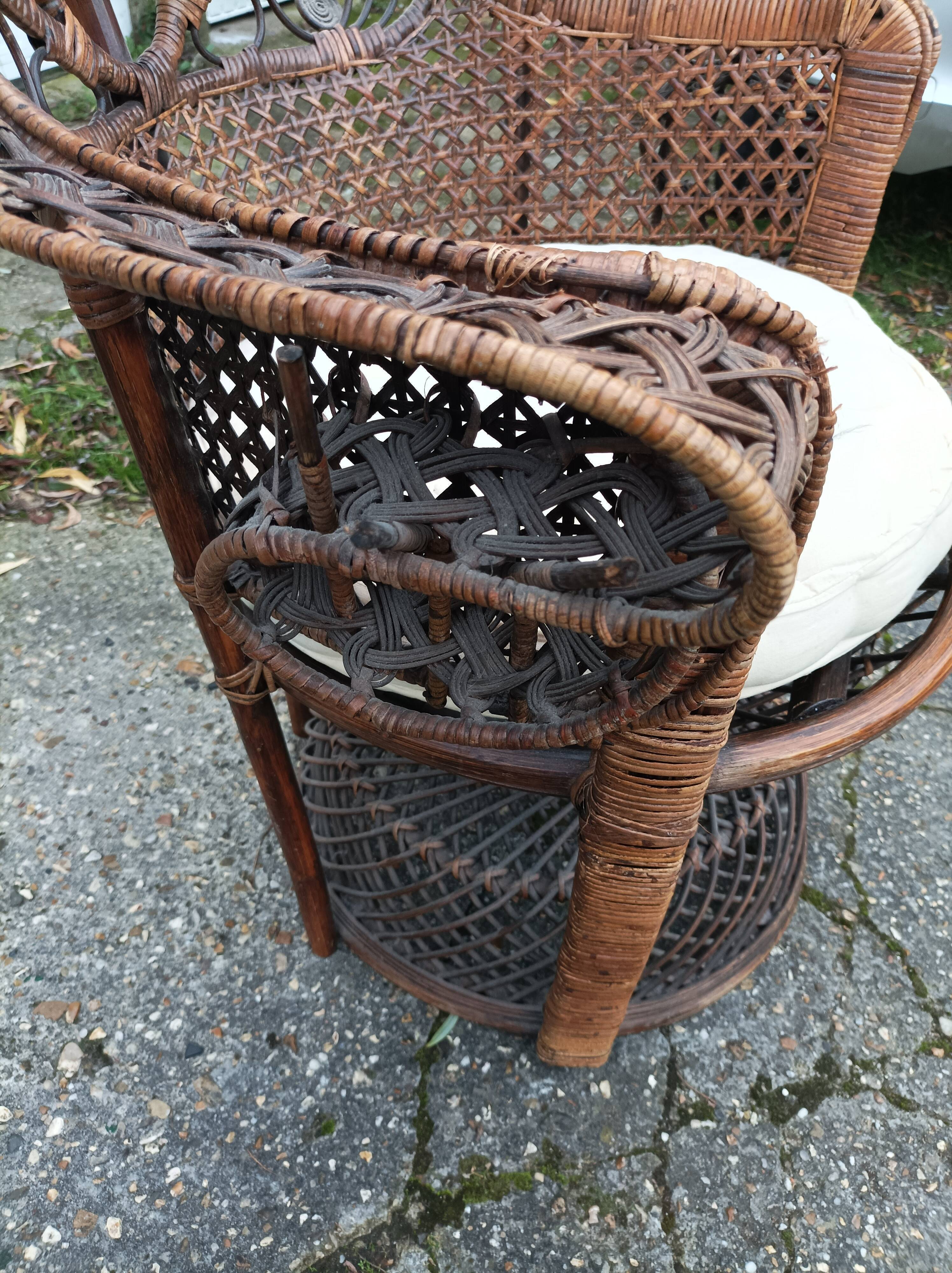 Armchair emmanuelle wicker vintage rattan