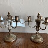 Pair of candlestick 3 branches in tin