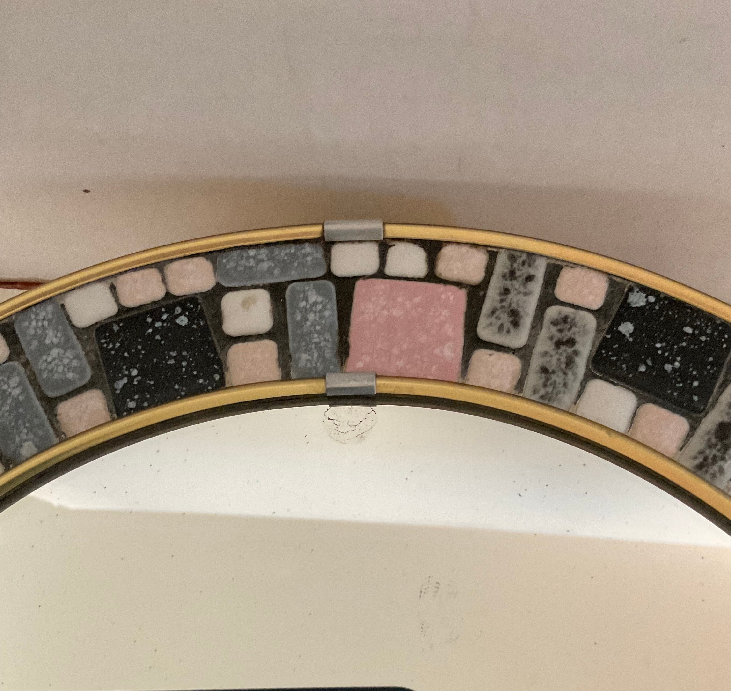 Vintage oval ceramic mirror