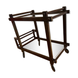Constructivist wood and glass rolling table