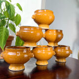6 Onion tablespoons in ochre glazed stoneware