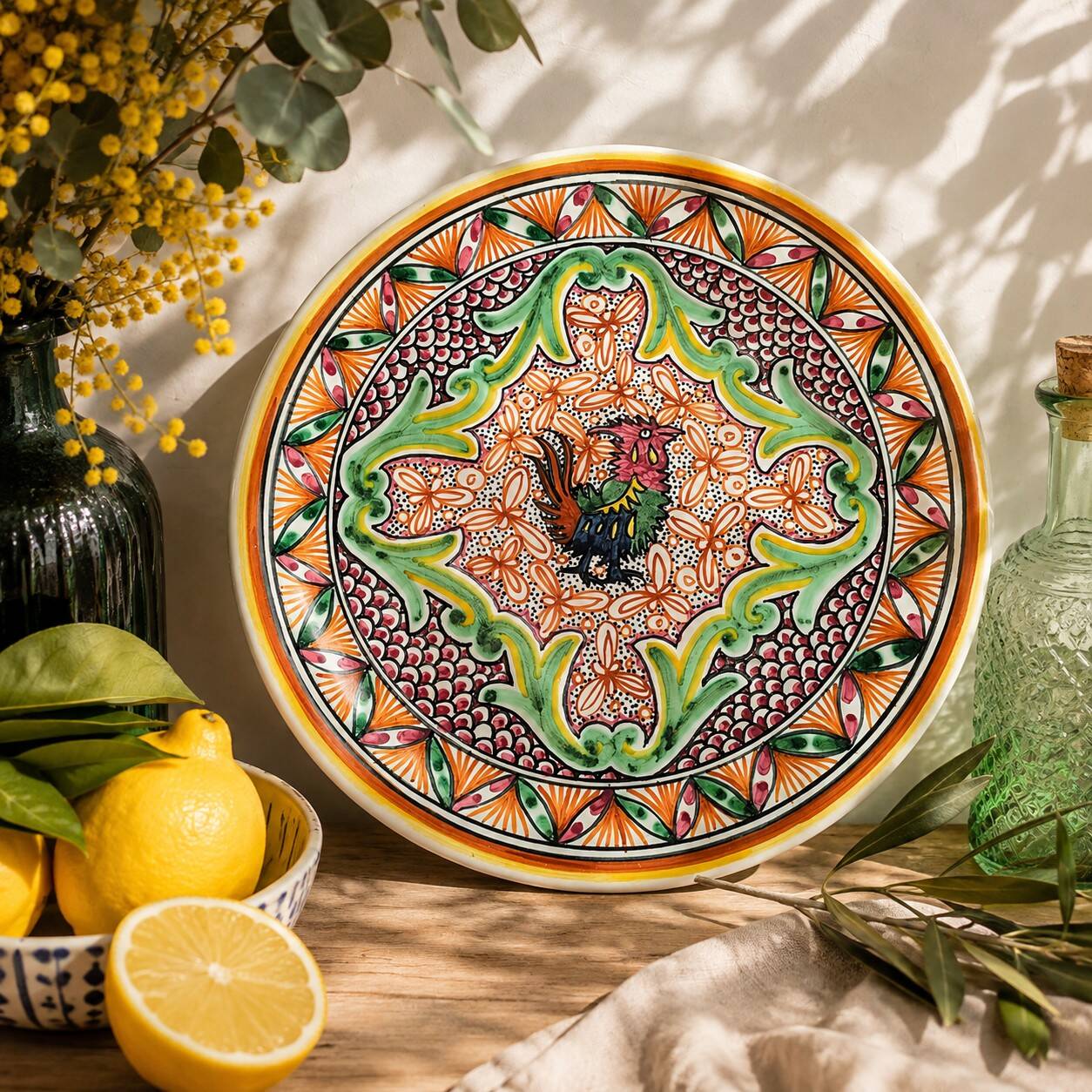 Assiette portugaise Nazari peinte main au coq