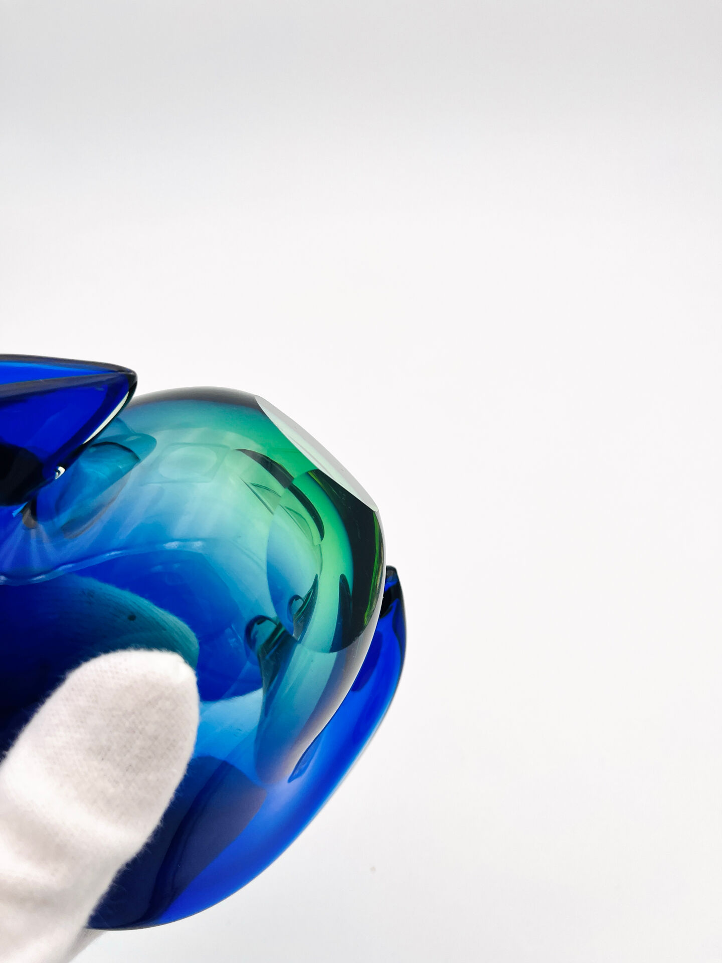 Murano Ashtray Flavio Poli Sommerso Blue Green Design 50s