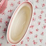 Petite jardiniere en faience ancienne DB De Bruyn Lille Fives rose motif de fleurs