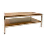 Coffee table in wood and chrome metal from the 70s