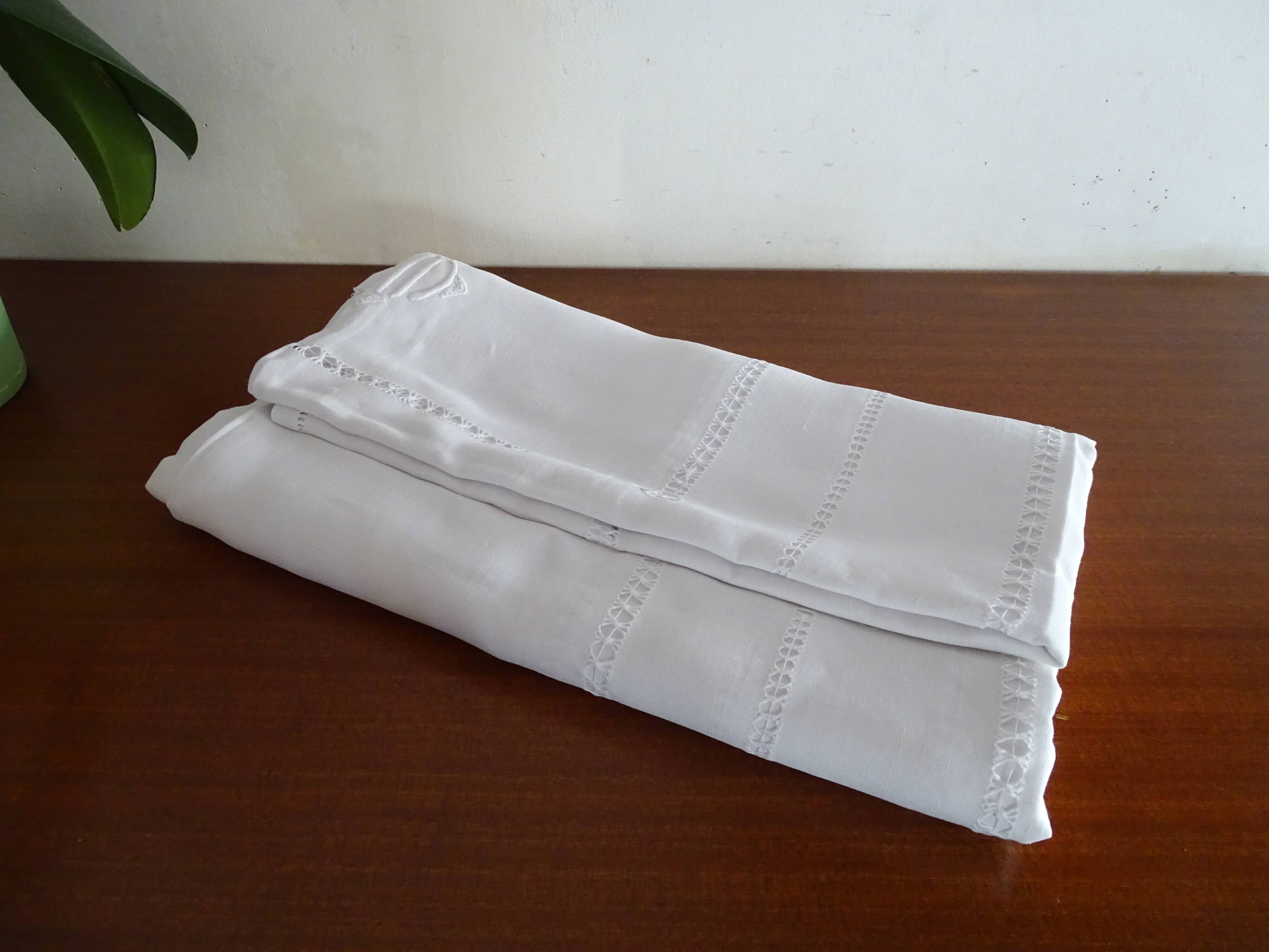 Old linen tablecloth 235 x 150 monogram AM