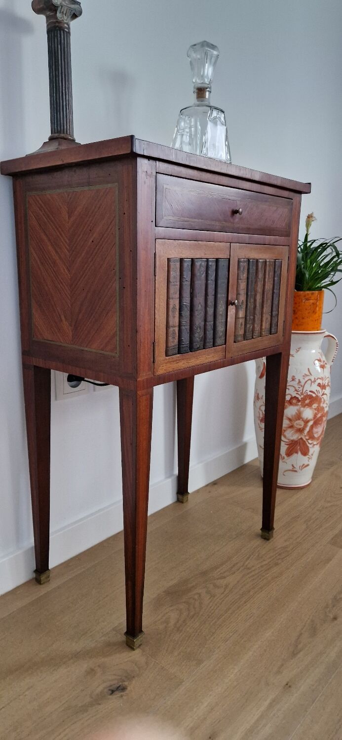 Directory style marquetry side table