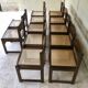 Set of 12 "sledge" dining chairs in walnut and cane.